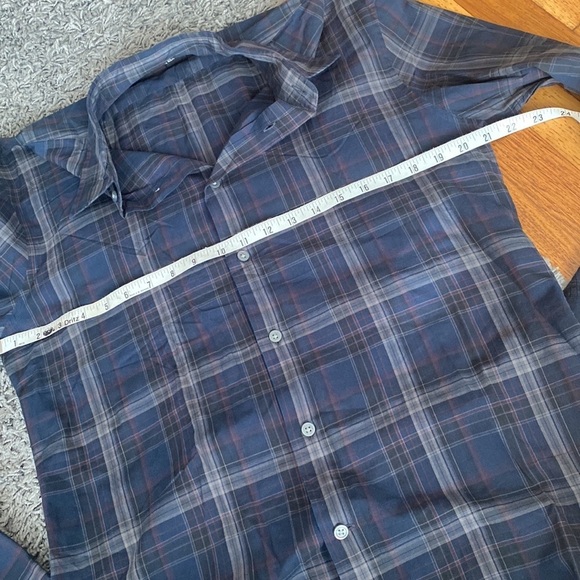 John Varvatos Men’s Luxury Designer Navy Plaid Button Down Shirt - Size M - Picture 8 of 11